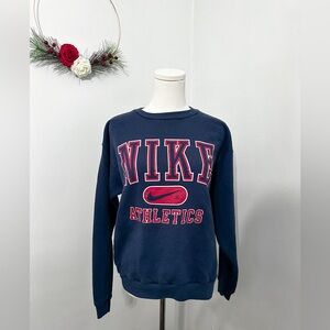 Vintage 90s Boys Nike Athletic Navy Crewneck Sweatshirt XL Made in USA